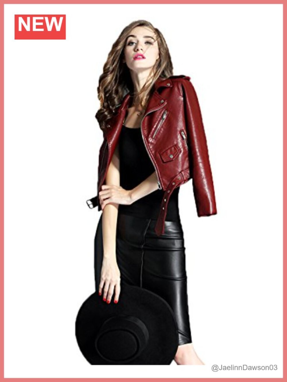 Faux Leather Motorcycle Jacket PU Slim Short Biker Coat